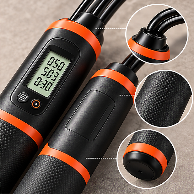 Black & Orange Digital Counting Jump Rope