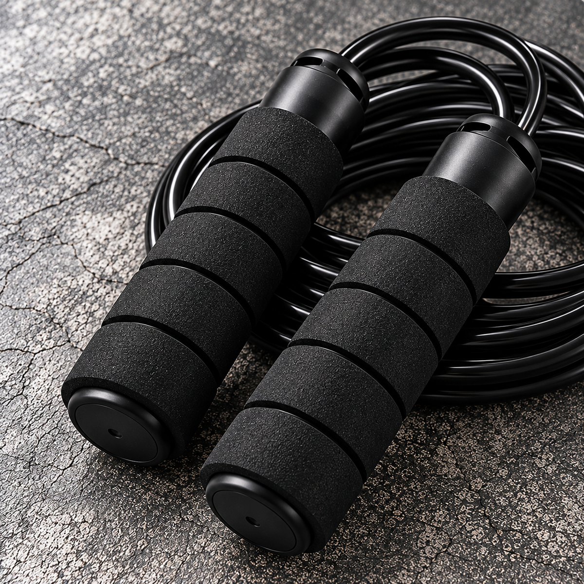 All-Black Foam Grip Training Jump Rope