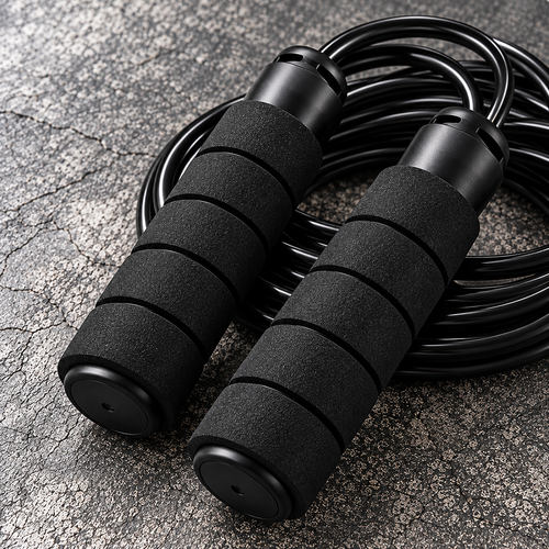 All-Black Foam Grip Training Jump Rope