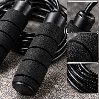 All-Black Foam Grip Training Jump Rope
