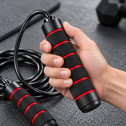 Black & Red Foam Grip Jump Rope