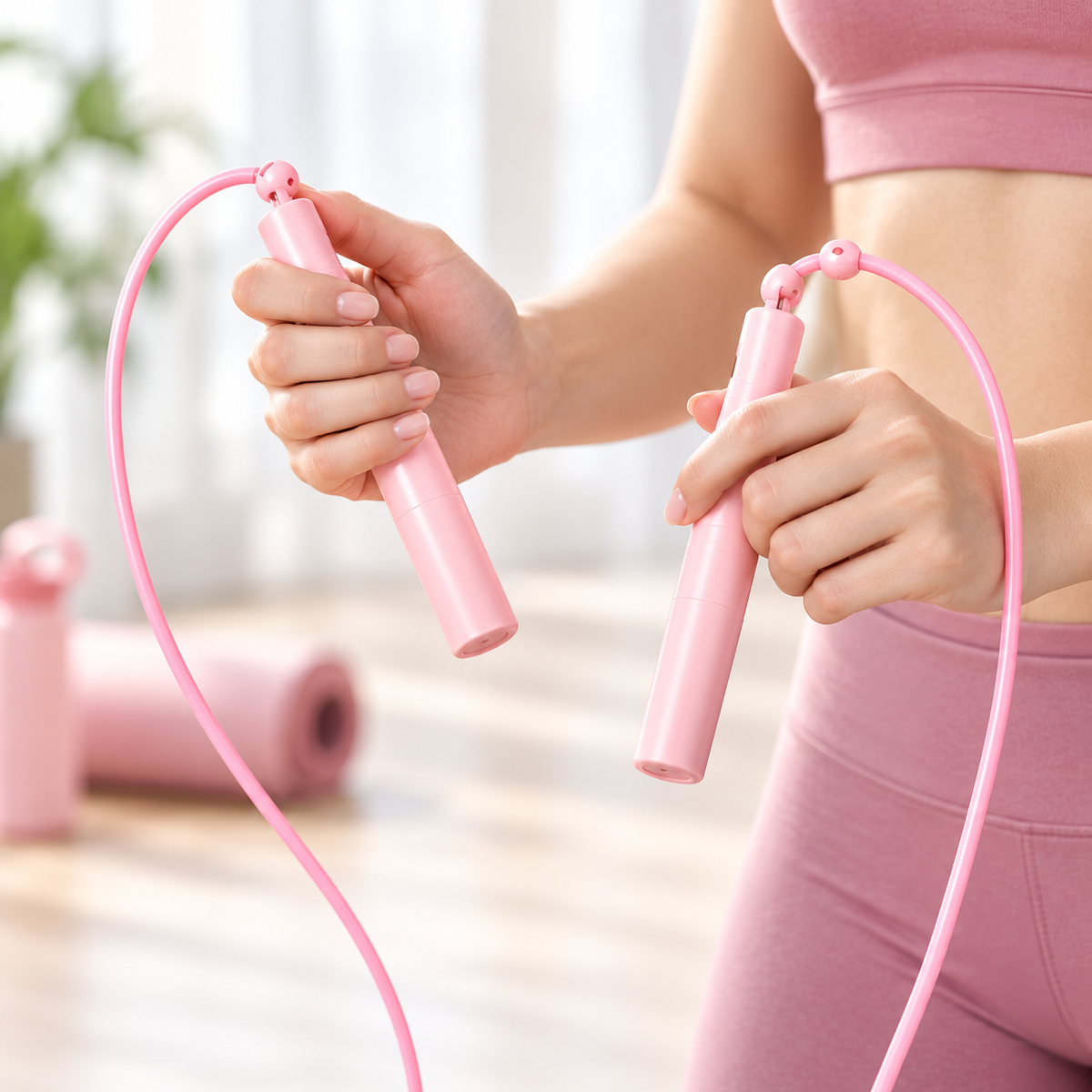 Pink Slim Handle Jump Rope