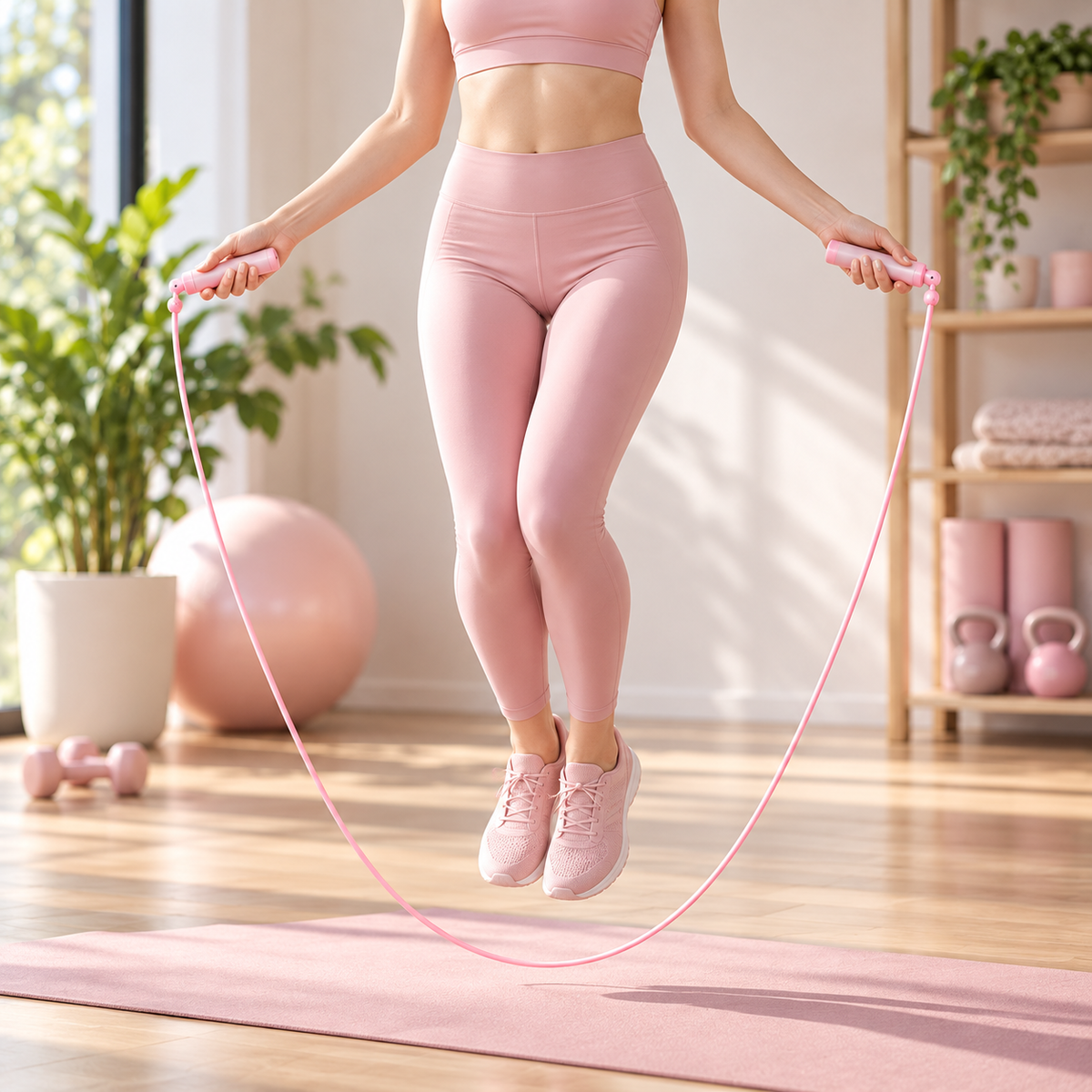 Pink Slim Handle Jump Rope