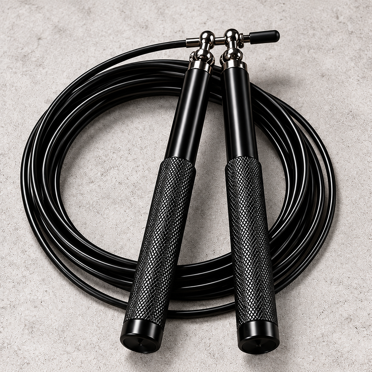 Black Knurled Metal Speed Jump Rope