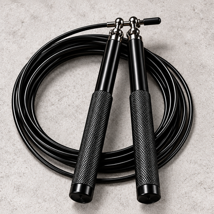 Black Knurled Metal Speed Jump Rope