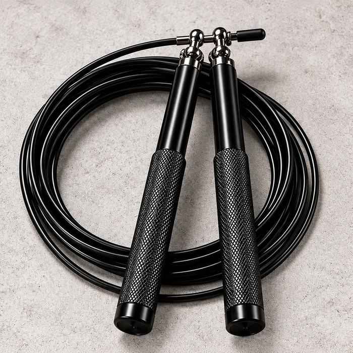 Black Knurled Metal Speed Jump Rope