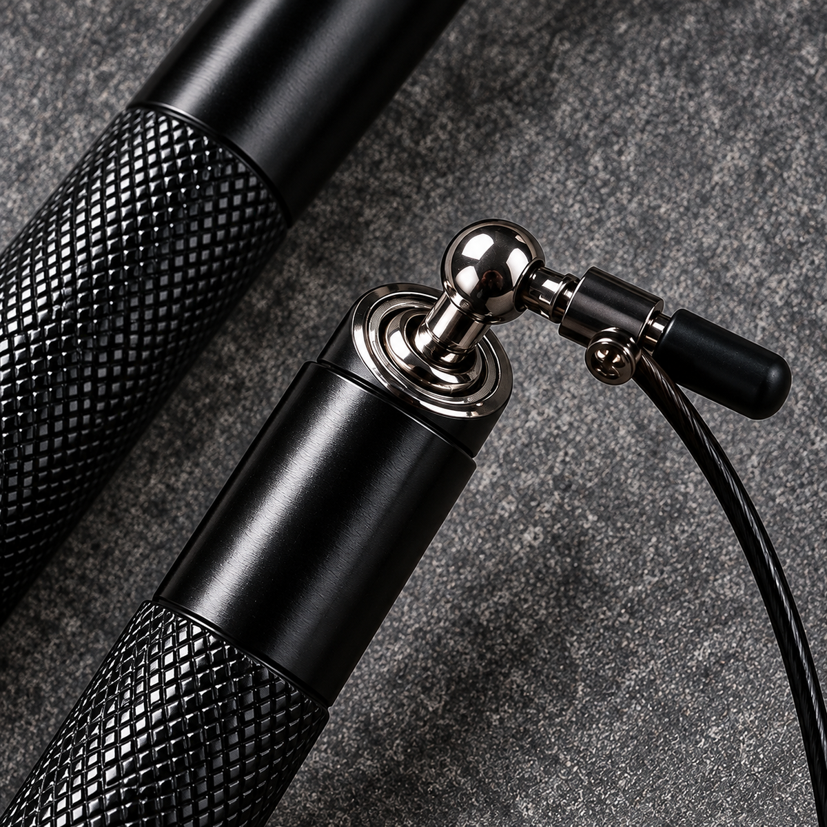 Black Knurled Metal Speed Jump Rope