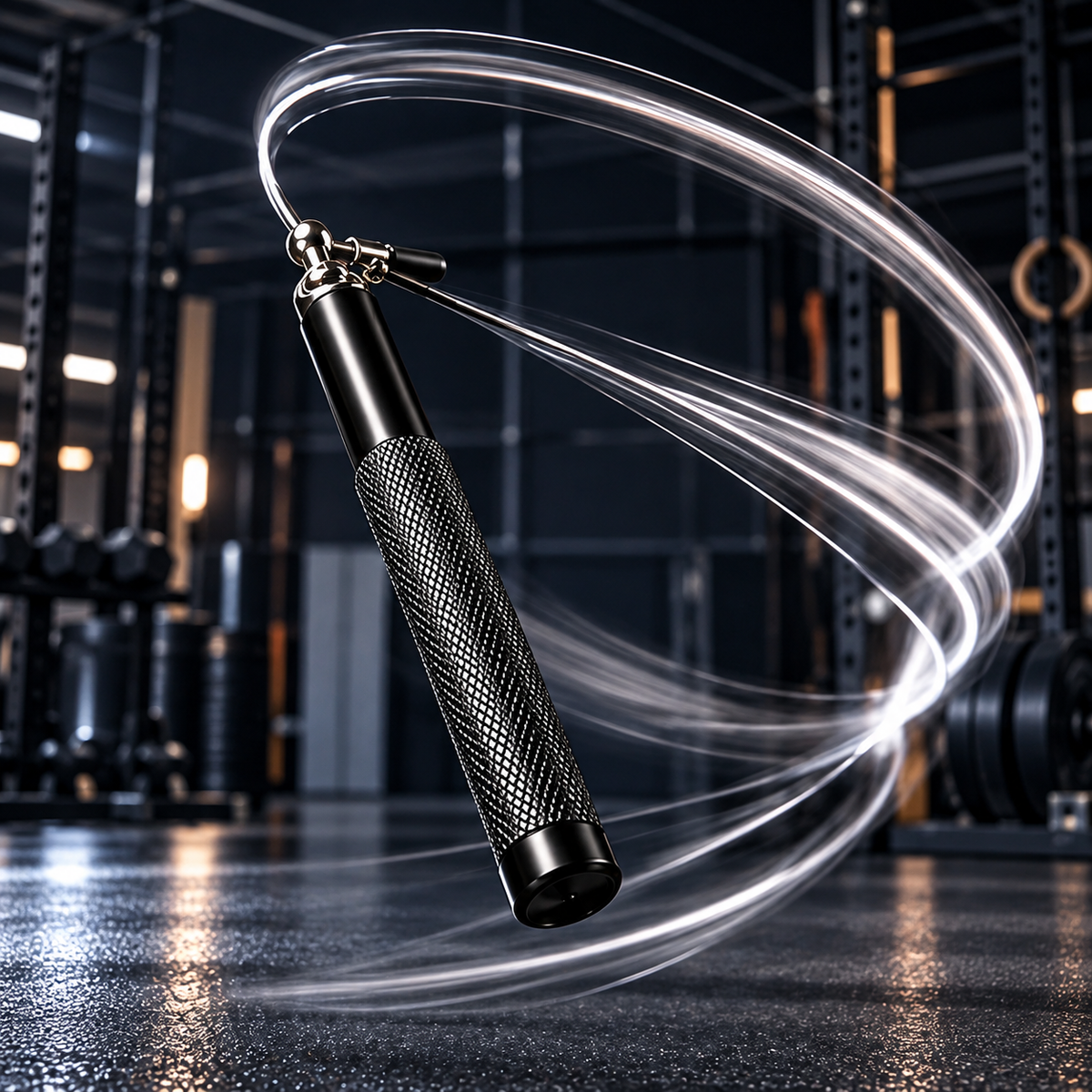 Black Knurled Metal Speed Jump Rope