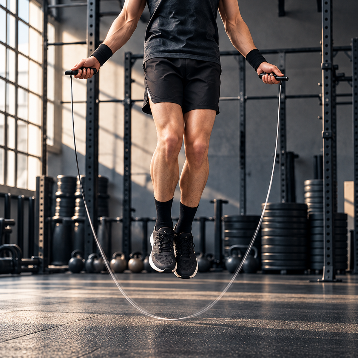 Black Knurled Metal Speed Jump Rope