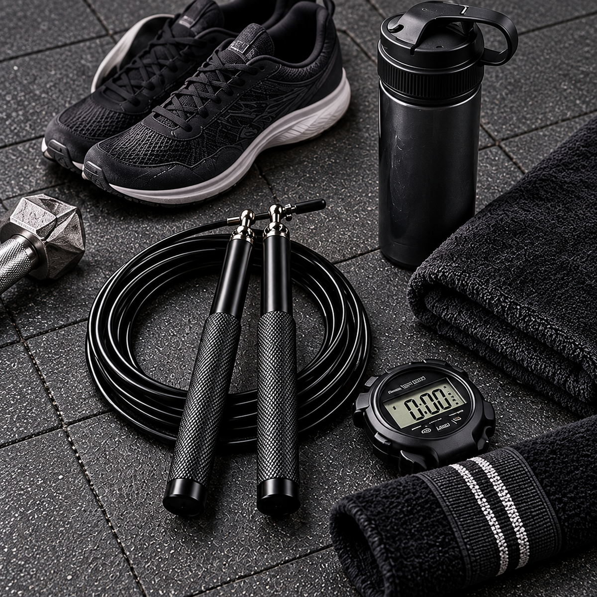Black Knurled Metal Speed Jump Rope