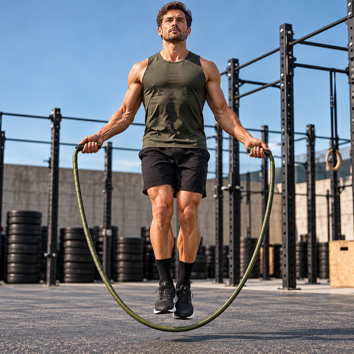 Army Green Weighted Training Jump Rope