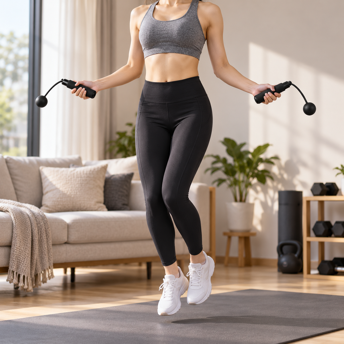 Black Cordless Weighted Ball Jump Rope
