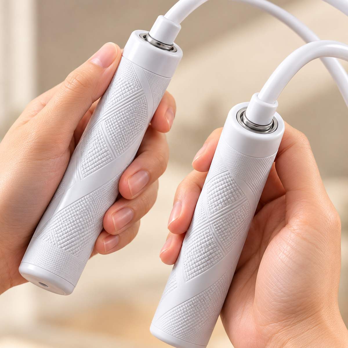 White Textured Grip Flexible Jump Rope