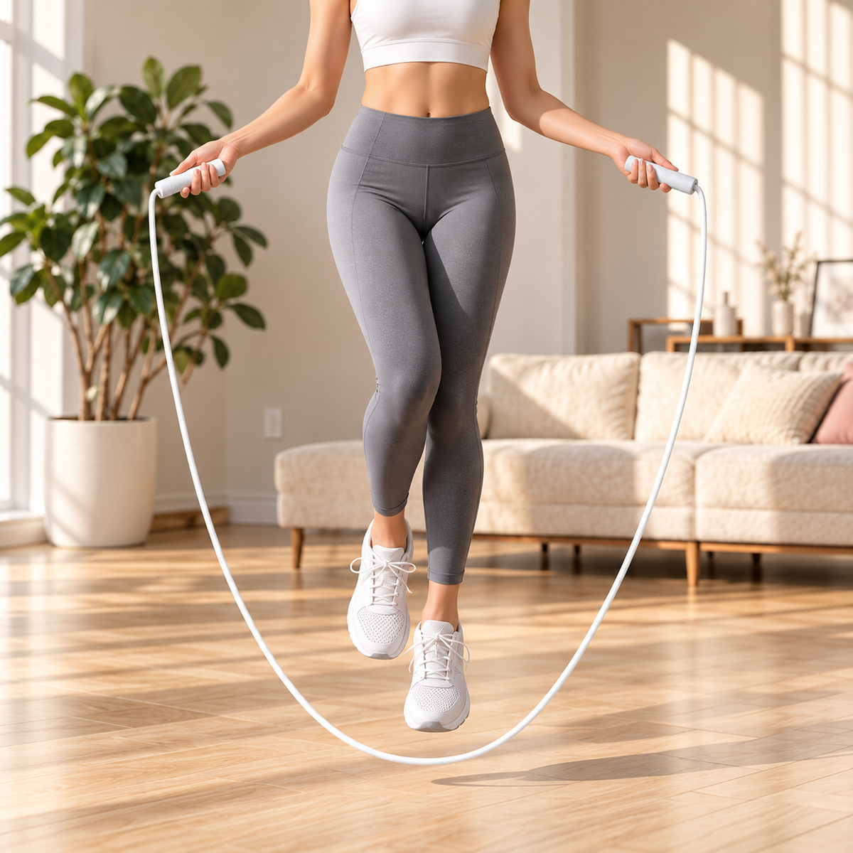 White Textured Grip Flexible Jump Rope