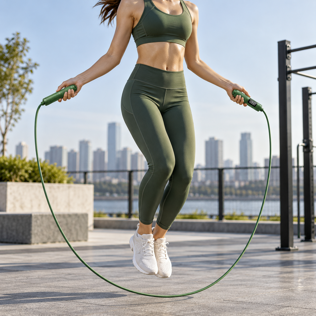 Army Green Calorie Counting Jump Rope