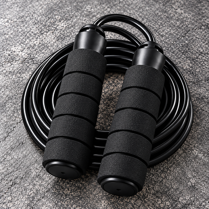 All-Black Foam Grip Training Jump Rope
