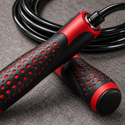 Black & Red Ergonomic Anti-Slip Jump Rope