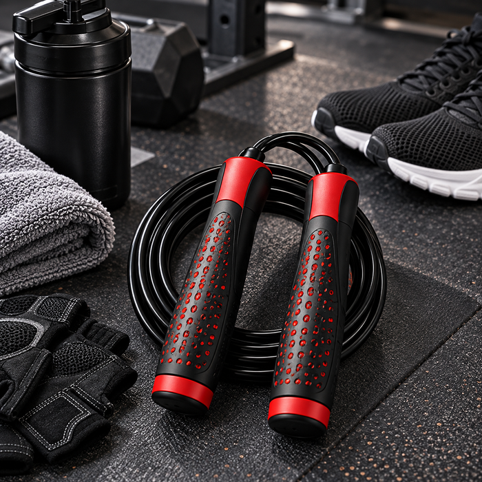 Black & Red Ergonomic Anti-Slip Jump Rope